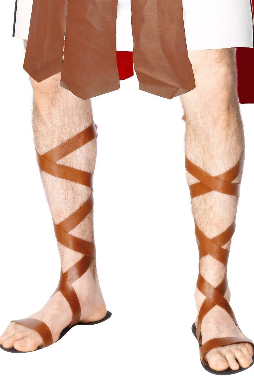 Men's Brown Roman Gladiator Costume Shoes Sandals View 2