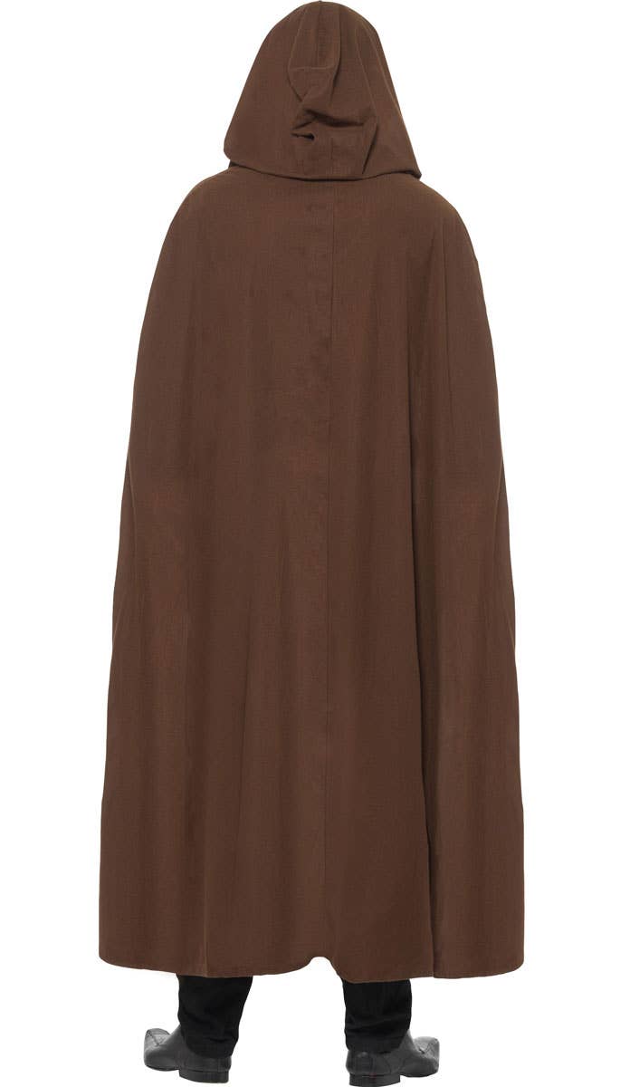 Long Brown Hooded Costume Robe For Adults - Back View