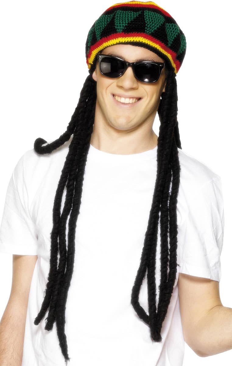 Reggae Rasta Mens Dreadlocks and Beanie Costume Accessory 