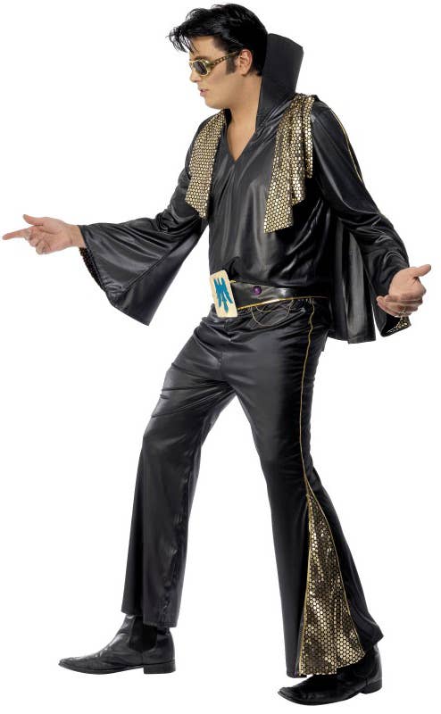 Elvis Presley Men's Black King Of Rock Costume Side
