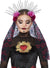 Black Sunburst Day of the Dead Headband with Purple Roses and Red and Black Lace Veil