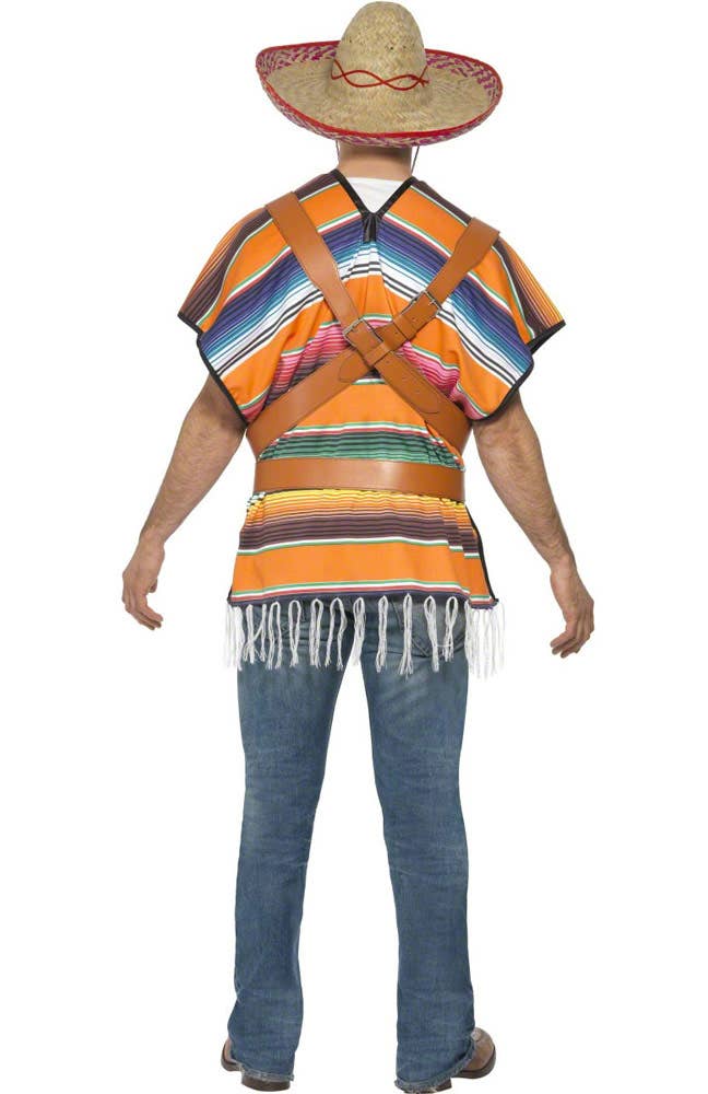 Colourful Striped Tequila Shooter Men's Mexican Costume Poncho - Alternative Image