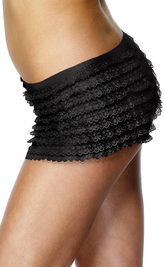 Women's Ruffled Black Lace Booty Shorts Costume Accessory