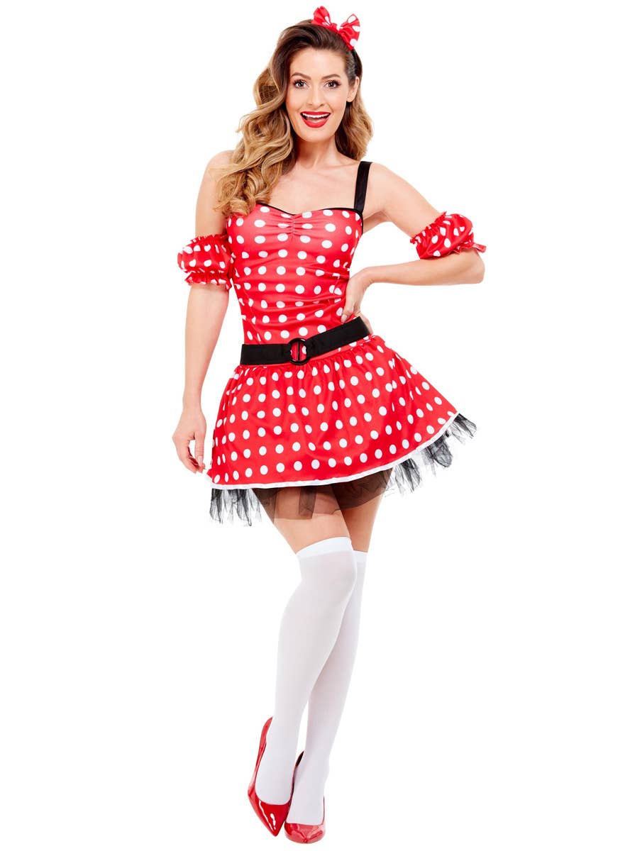  Women's Minnie Mouse Red and White Polka Dot Costume - Alt  Image