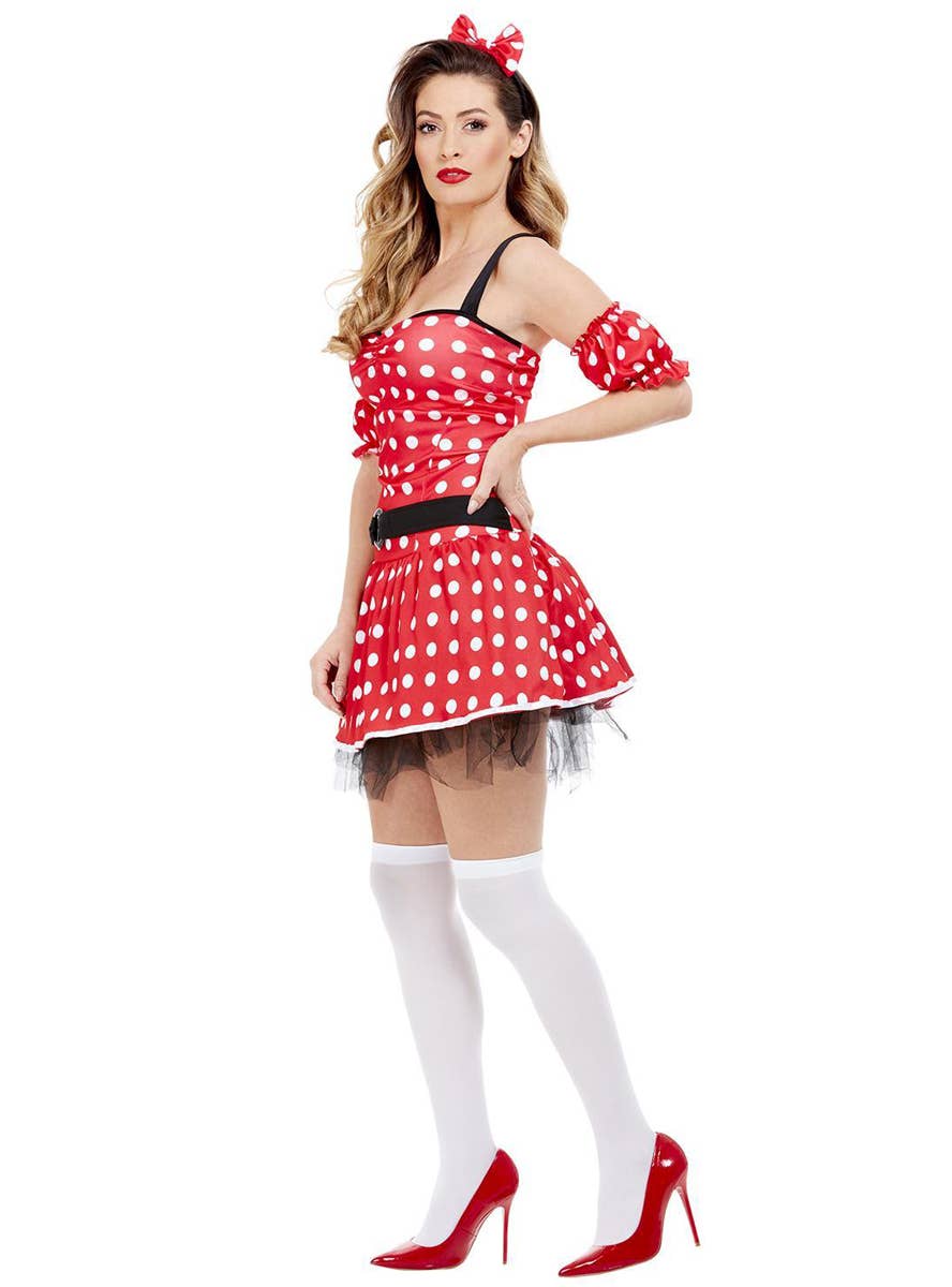  Women's Minnie Mouse Red and White Polka Dot Costume - Side Image