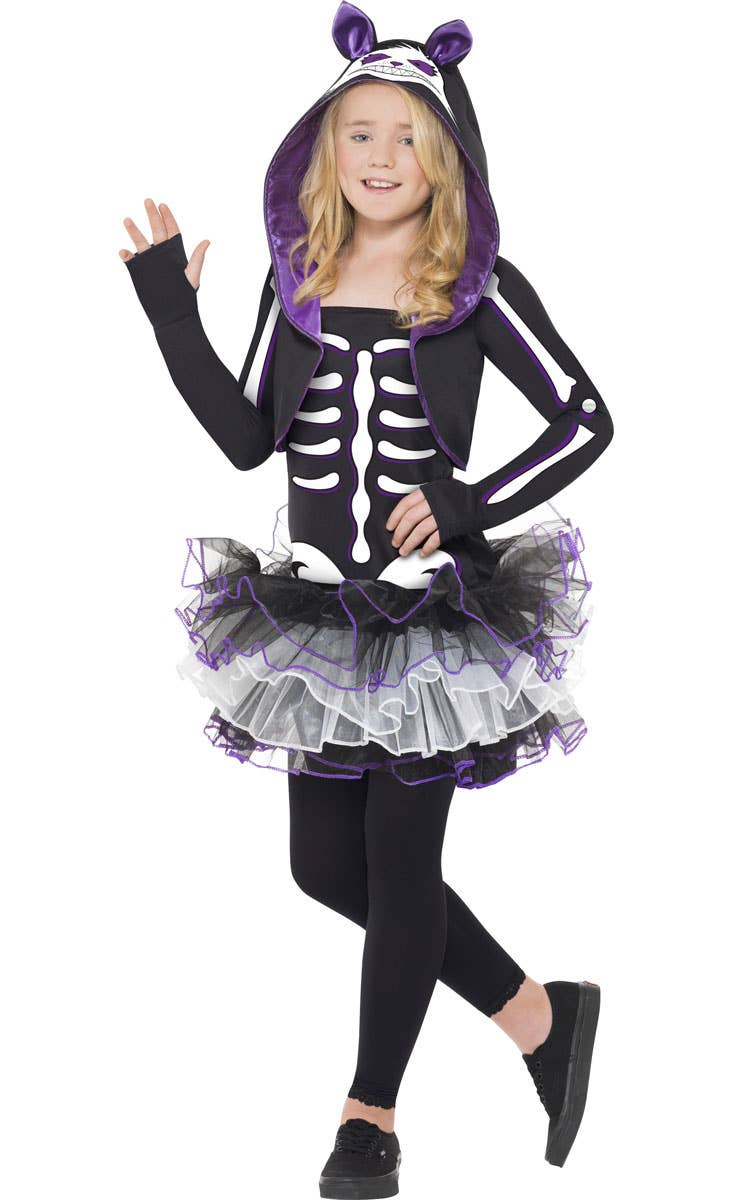 Cat Skeleton Girl's Animal Tutu Halloween Costume Front View