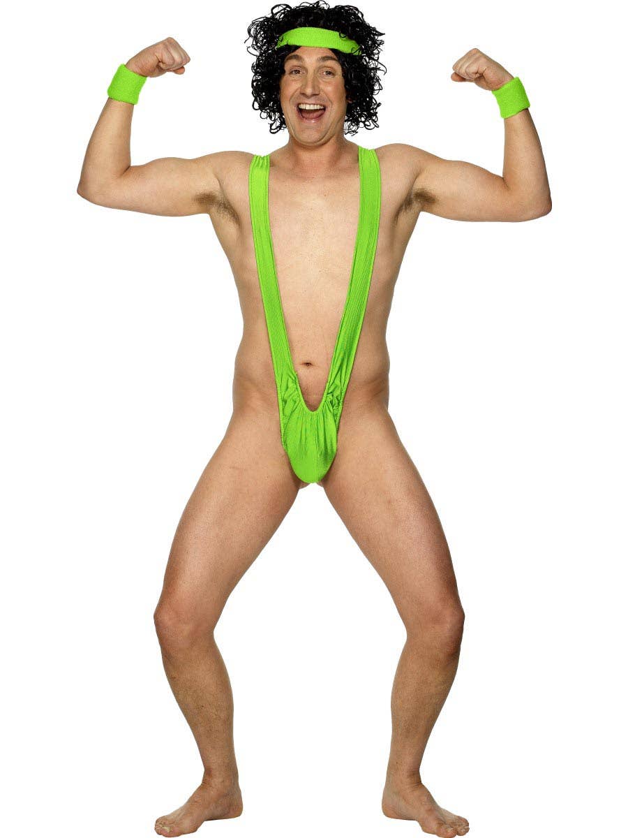 Novelty Men's Green Borat Mankini Costume- Alt Image