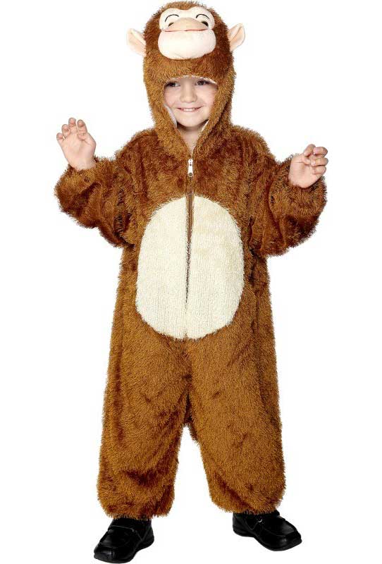 Kid's Cheeky Little Monkey Animal Costume Onesie with Hood Toddler Image