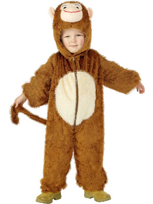 Kid's Cheeky Little Monkey Animal Costume Onesie with Hood Toddler Front Image