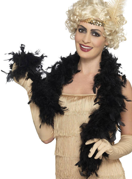 1920's Black Feather Boa Costume Accessory - Main Image