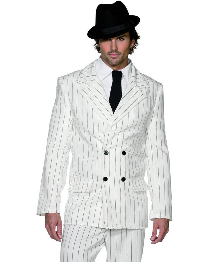 Mens 1920s Gangster White Great Gatsby Costume - Close Image