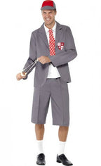 Men's Funny Grey School Boy Costume - Front Image