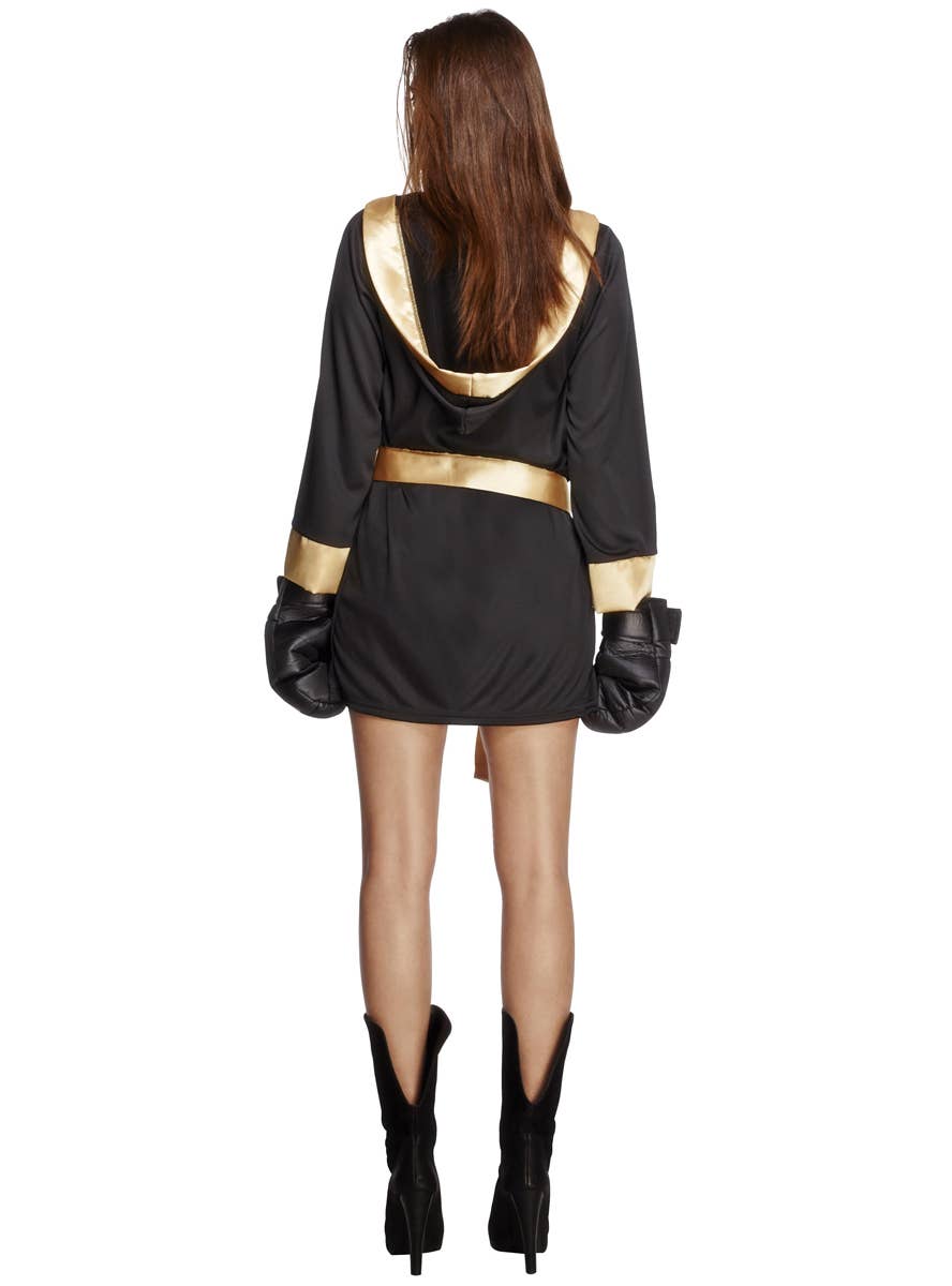 Womens Million Dollar Baby Sexy Boxing Fancy Dress Outfit - Back Image