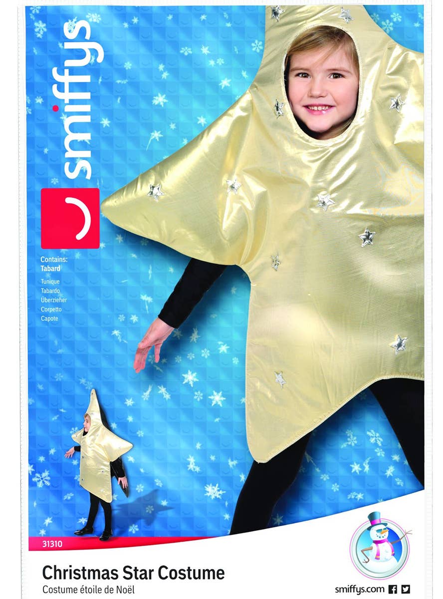 Kids Golden Christmas Star Fancy Dress Costume Packaging Image