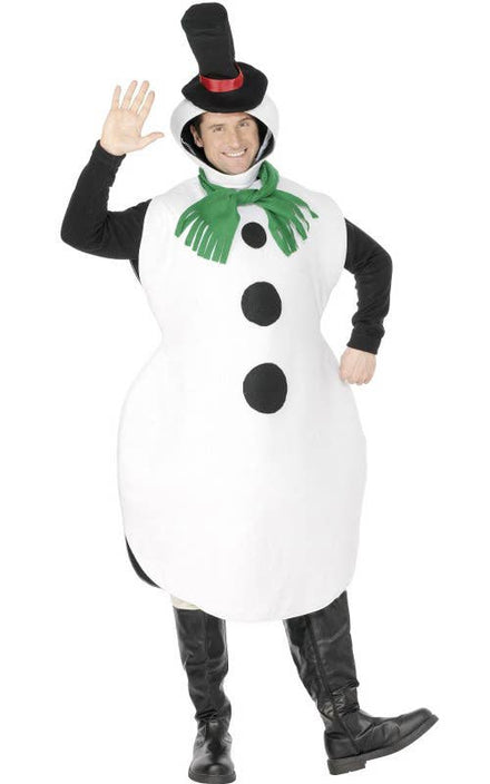 Novelty White Snowman Adult's Christmas Costume - Front Image