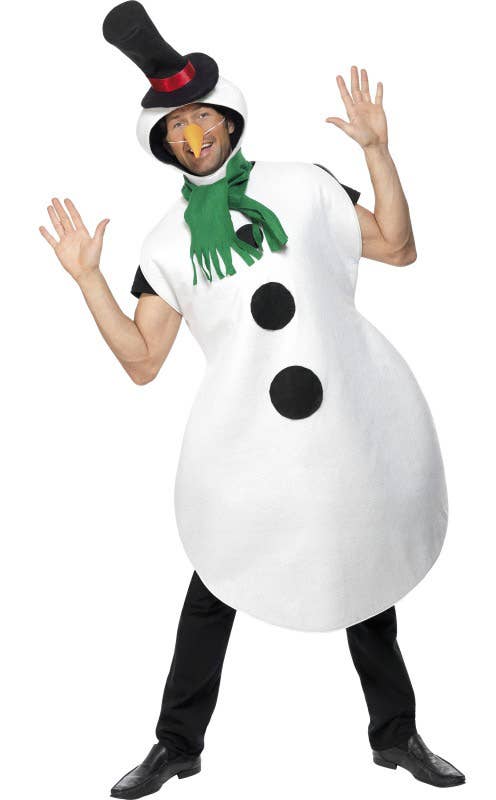 Novelty White Snowman Adult's Christmas Costume - Alternative Image