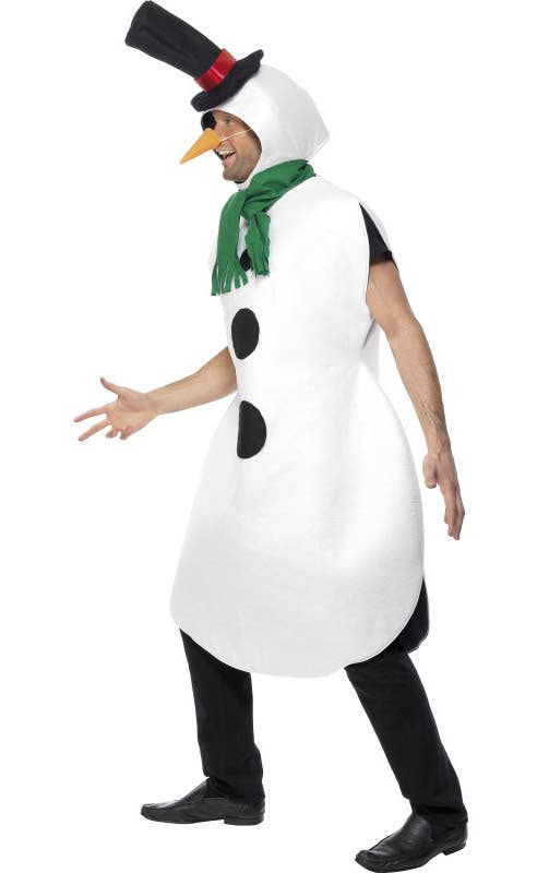 Novelty White Snowman Adult's Christmas Costume - Side Image