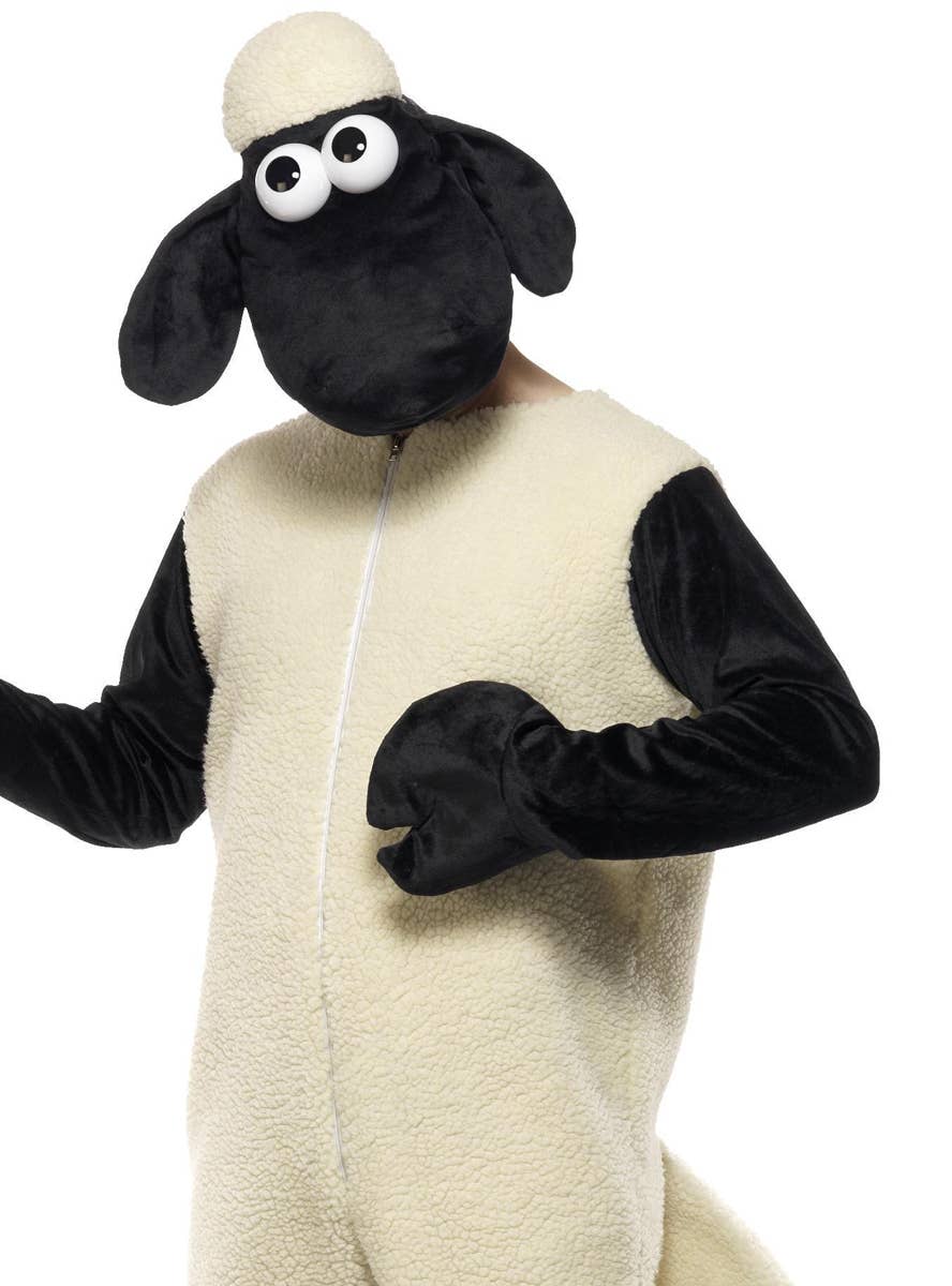 Men's Shaun The Sheep Fancy Dress Costume Close Up View