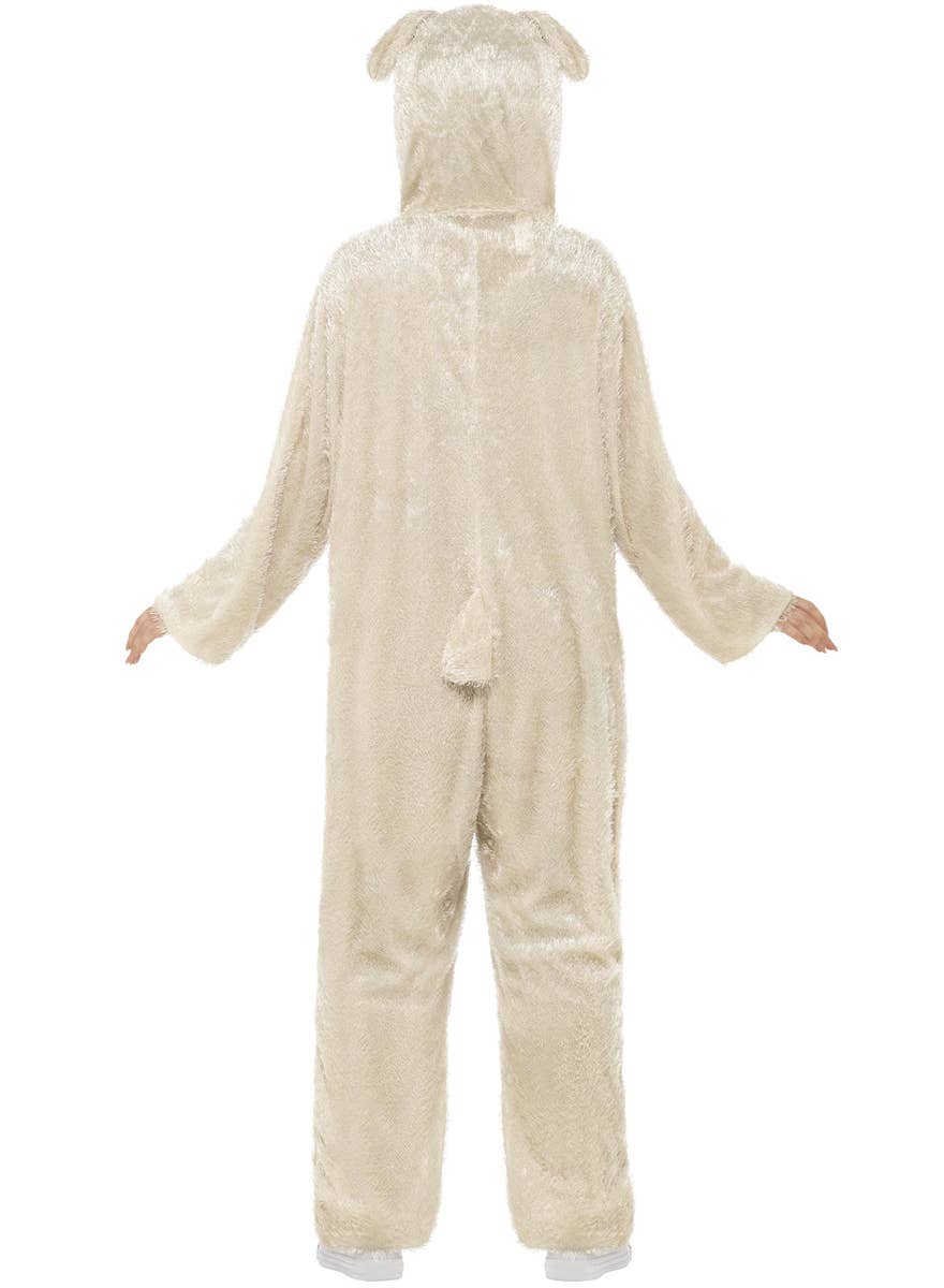 Image of Fluffy Cream Lamb Women's Onesie Costume - Back Image