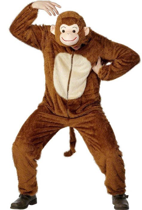Cheeky Brown Monkey Onesie Costume for Adults Main View