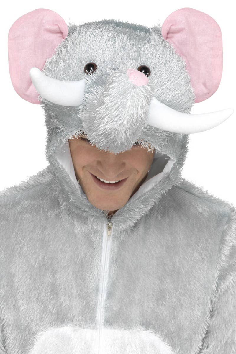 Adult's Elephant Onesie Fancy Dress Costume Close Front Image