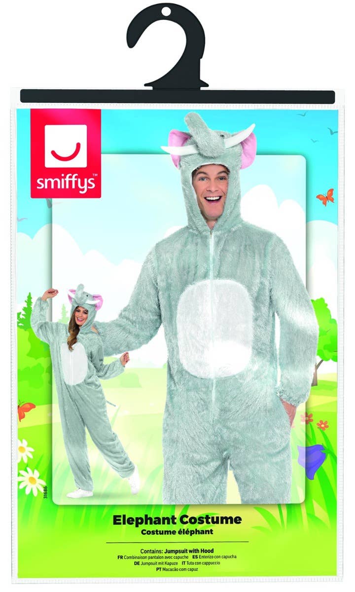 Adult's Elephant Onesie Fancy Dress Costume Packaging Image