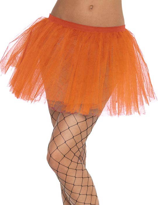 Women's Layered Orange Netted Tulle Costume Tutu - Main Image