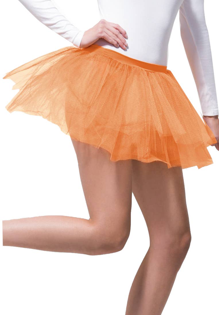 Women's Layered Orange Netted Tulle Costume Tutu - Alternative Image