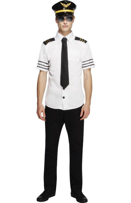 Men's Flight Captain Pilot Fancy Dress Costume Front