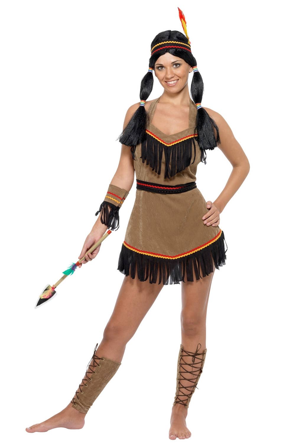 American Indian Woman Wild West Fancy Dress Costume Front View