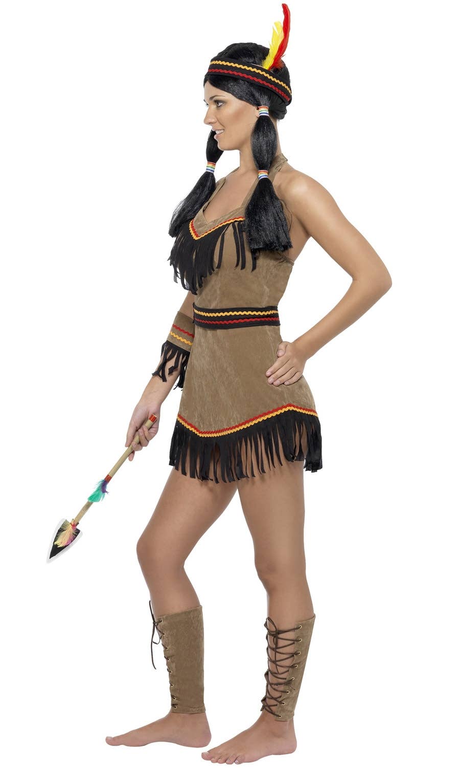 Native American Indian Woman Wild West Fancy Dress Costume Side View