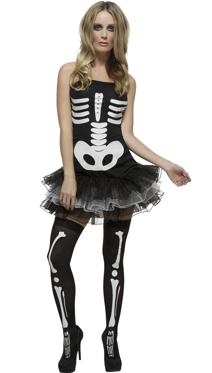 Sexy Skeleton Tutu Dress Women's Halloween Costume Front Image