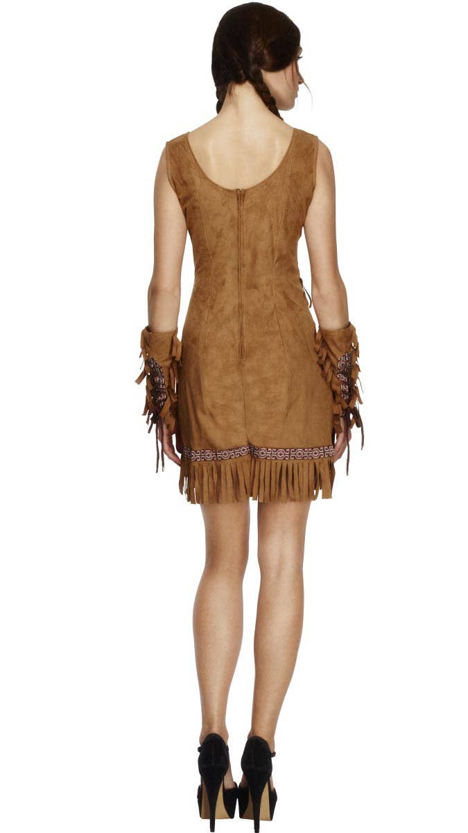 Image of Native American Womens Fancy Dress Costume - Back View