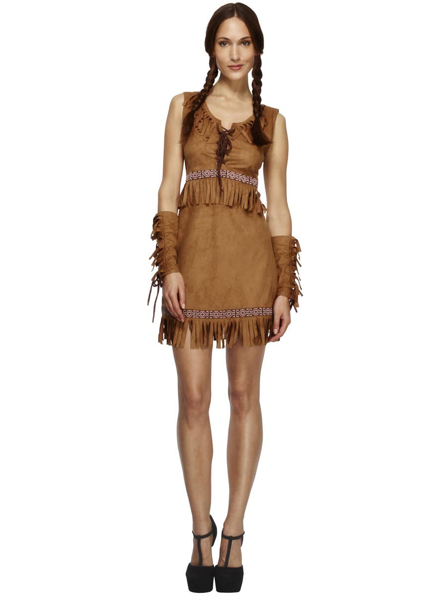 Image of Native American Womens Fancy Dress Costume - Front View