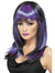 Women's Mid Length Black and Purple Sleek Straight Costume Wig with Fringe