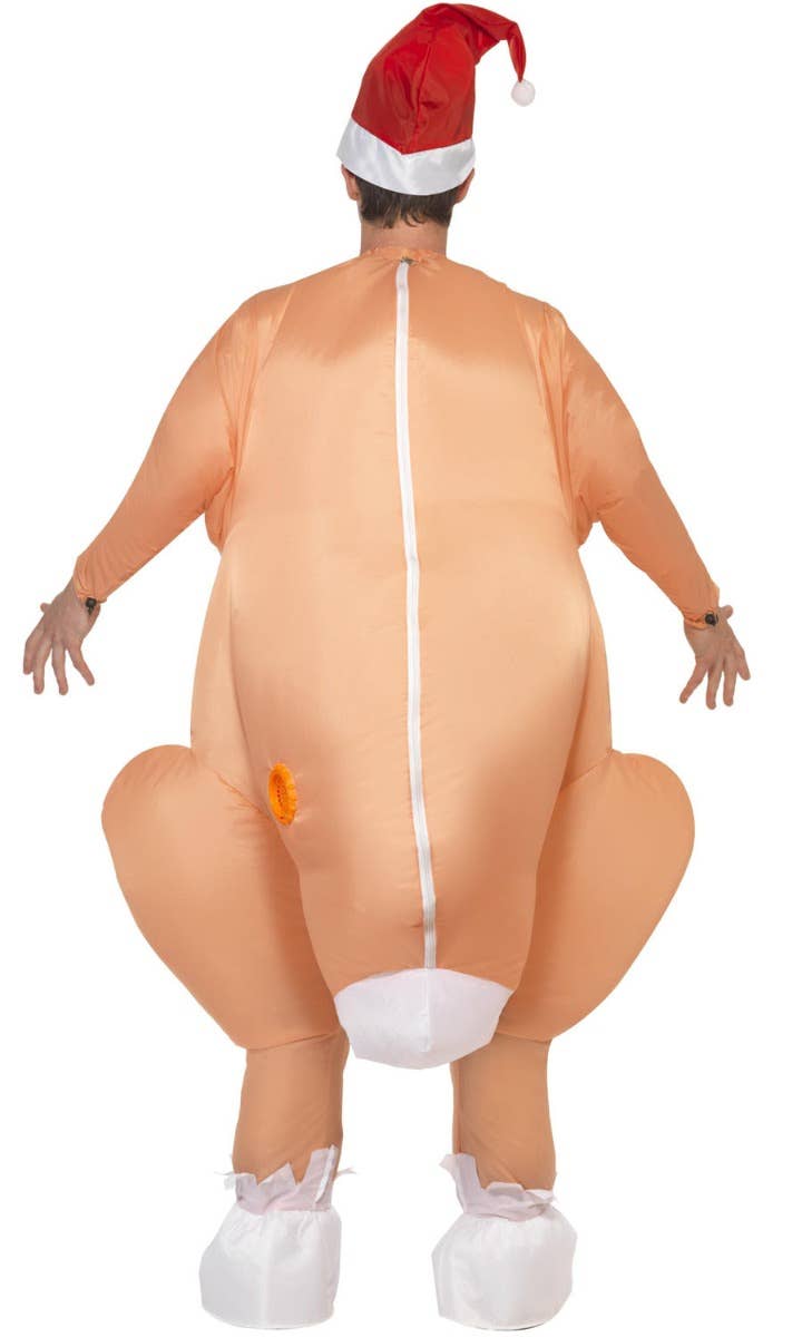 Men's Funny Inflatable Roast Turkey Christmas Fancy Dress Costume Back Image