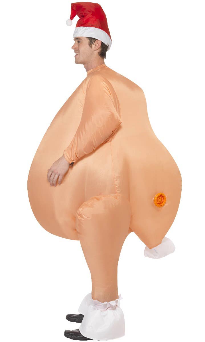 Men's Funny Inflatable Roast Turkey Christmas Fancy Dress Costume Side Image