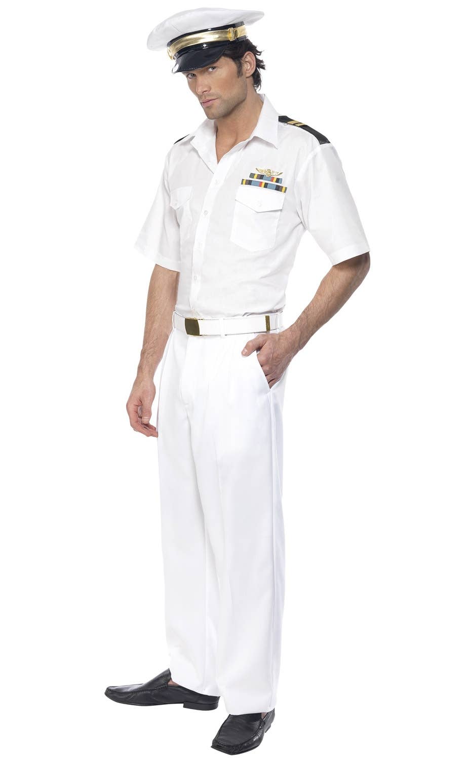 White Top Gun Captain Men's Aviator Costume Image 2