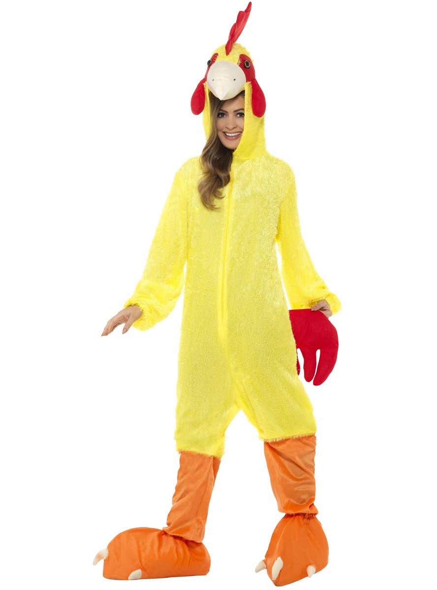 Adults Yellow Chicken Onesie Costume Alt Image 