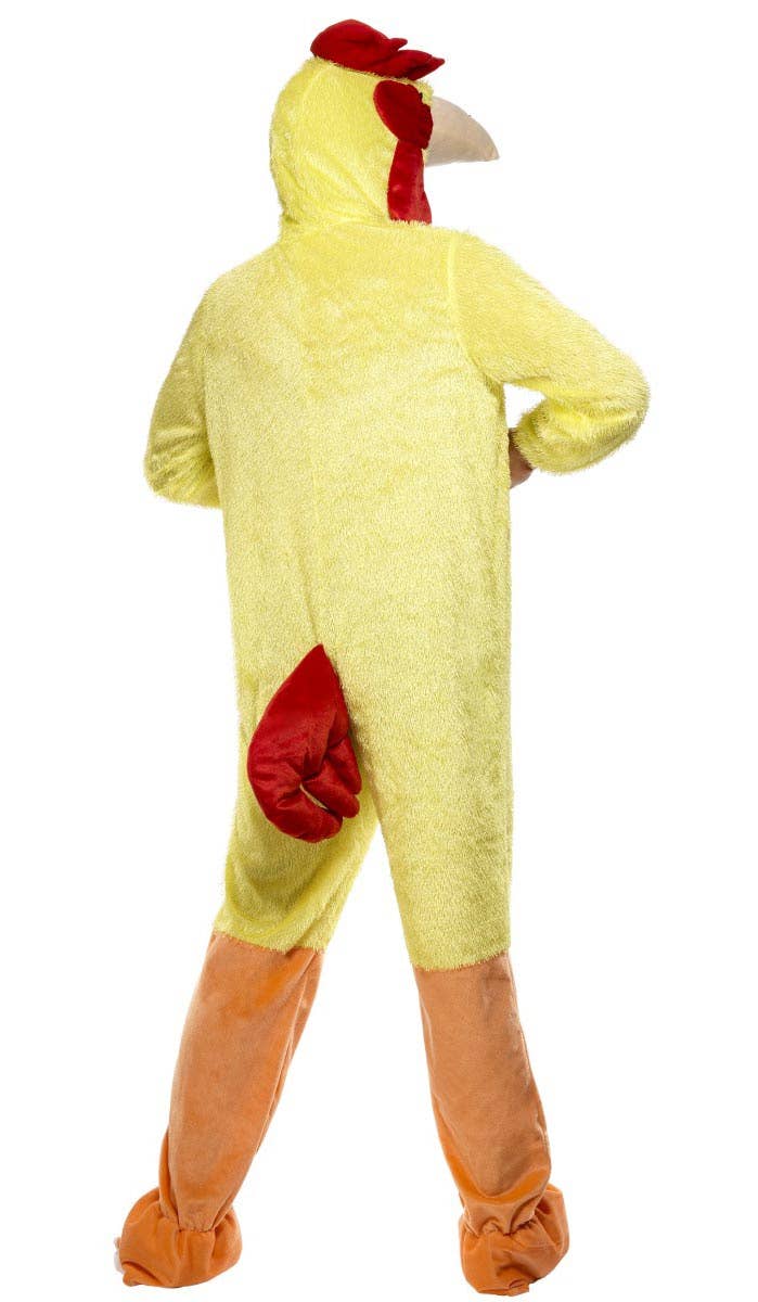 Adults Yellow Chicken Onesie Costume Back View