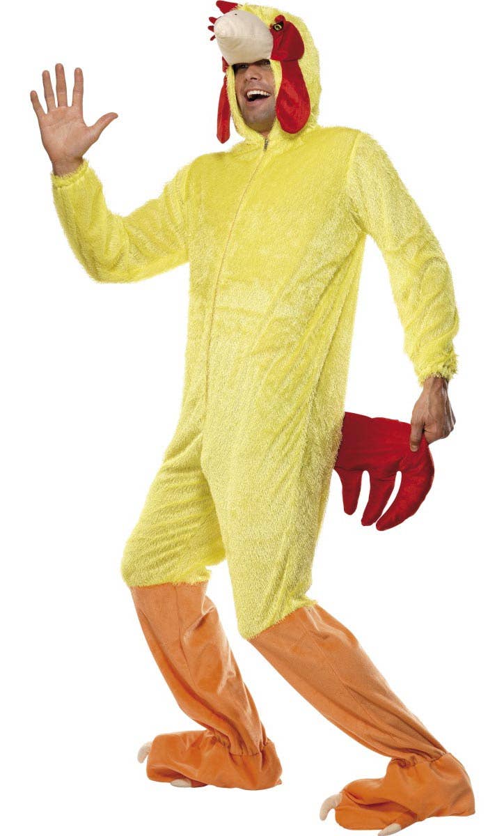 Adults Yellow Chicken Onesie Costume Front View