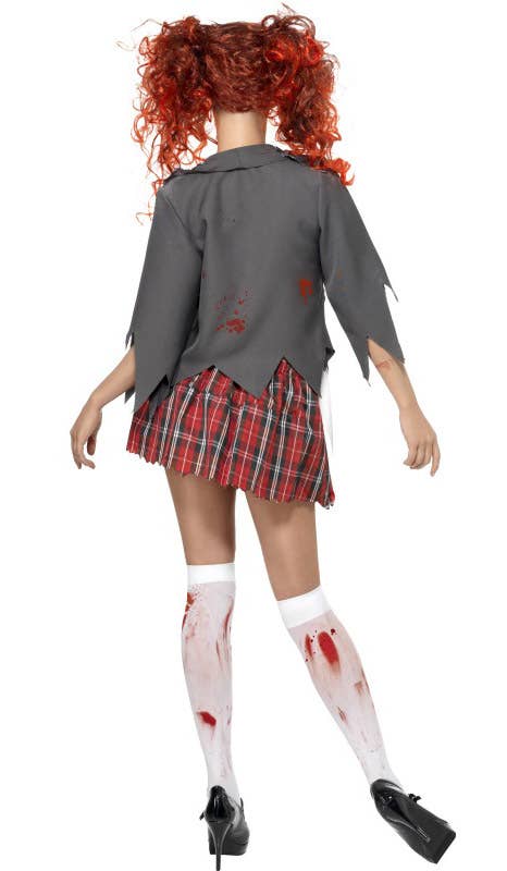 Horror Women's Sexy High School Zombie Schoolgirl Halloween Costume Back View