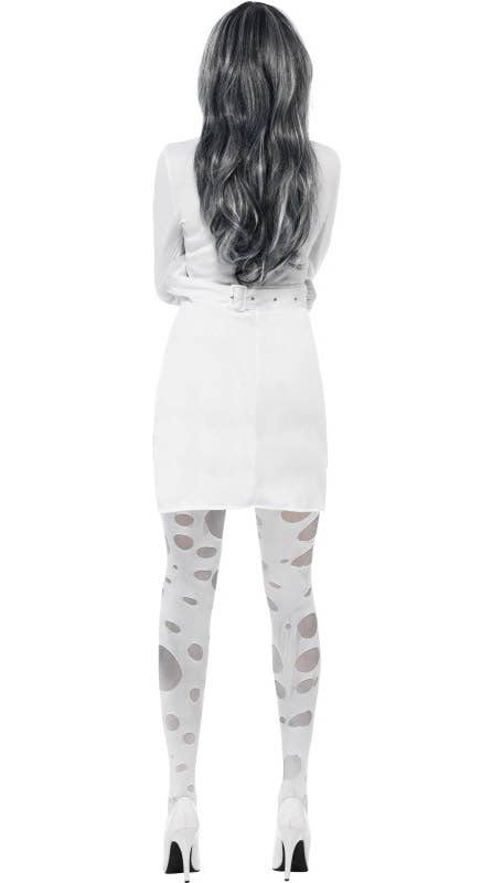 Short White Sexy Straitjacket Costume Dress for Women - Back View