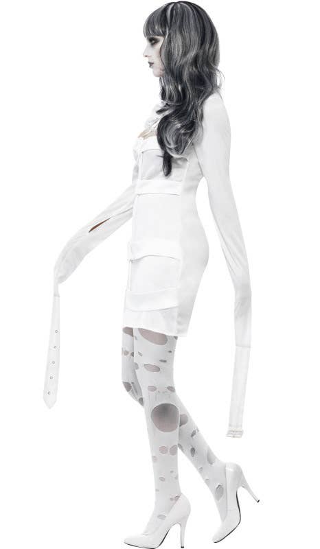 Short White Sexy Straitjacket Costume Dress for Women - Side View