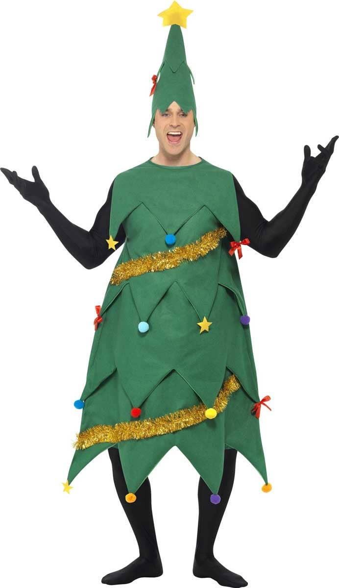 Men's Festive Green Christmas Tree Costume Alternate Front Image