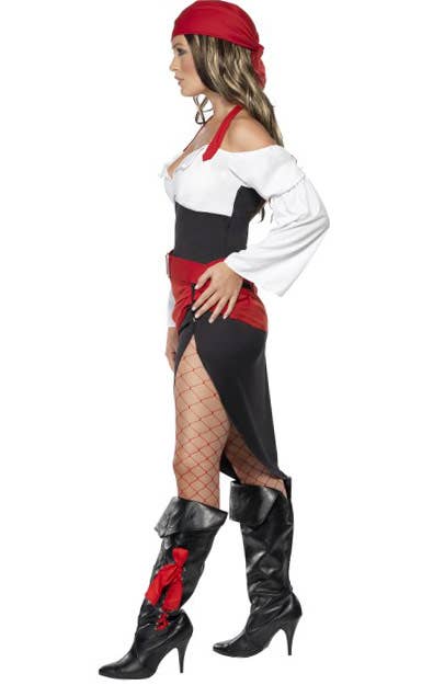 Sassy Black, Red and White Pirate Wench Costume for Women - Side Image