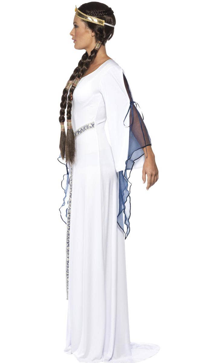 Long White Medieval Maiden Women's Costume - Side Image