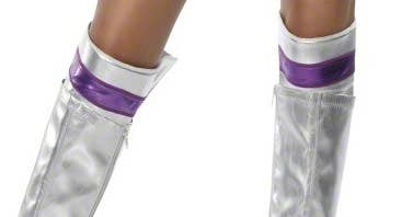 Womens Silver and Purple Sexy Space Cadet Costume - Boot Image