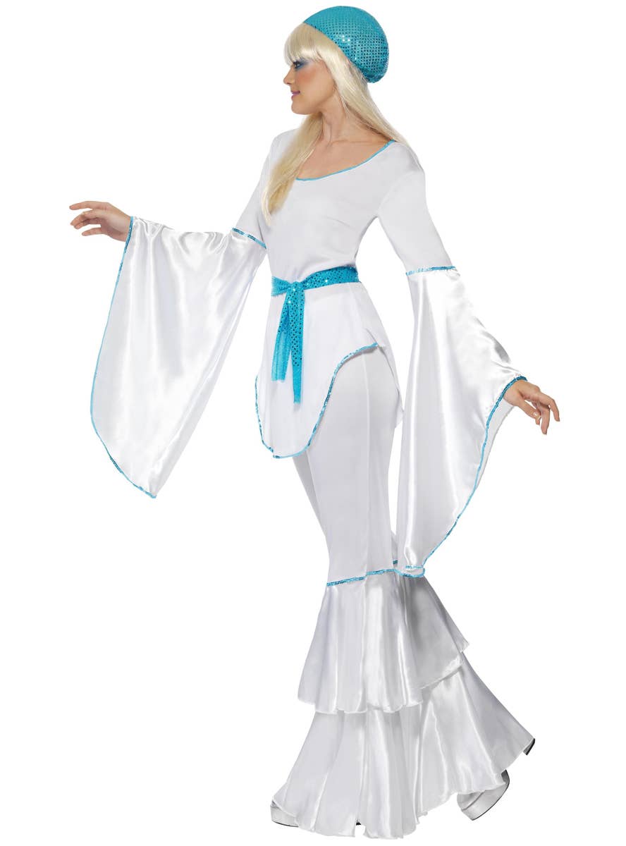 Super Trooper Women's White 70's Fancy Dress Costume Side view