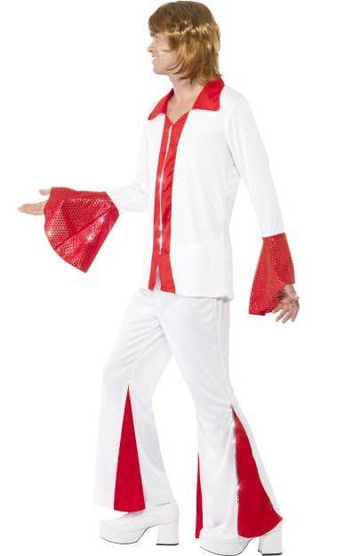Red and White Men's Super Trooper 1970's Costume Image 3